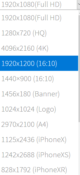 choosing the image size and resolution in Background Generator