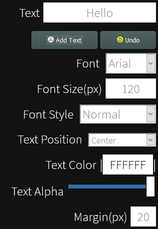 customizing text settings in Background Generator