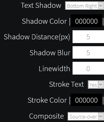 changing text settings like color and effects in Background Generator