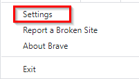 accessing Settings in Brave browser 