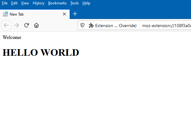 a local HTML file displayed as the default new tab in Firefox using New Tab Override