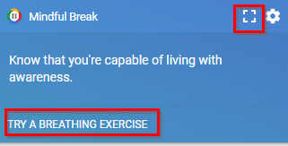 Mindful Break tips in Google Chrome