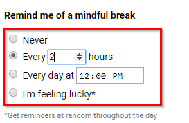 setting a break reminder in Mindful Break