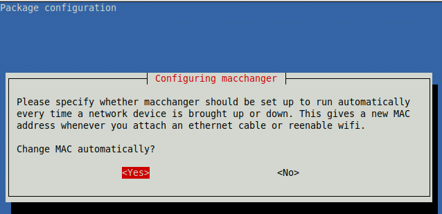 enable automatically changing of MAC address using macchanger