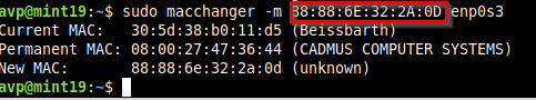 setting a manual MAC address using macchanger