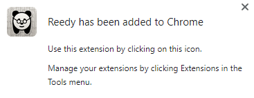 Reedy installed in Google Chrome