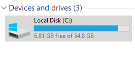 disk space to be freed up in Windows 10 by deleting the update files