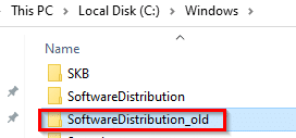 deleting the old SoftwareDistribution folder in Windows 10