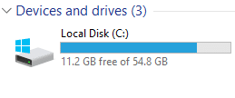 freed up disk space in Windows 10 after deleting the Windows Update files