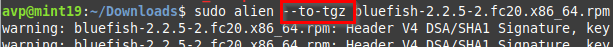 convert rpm packages to tgz using alien