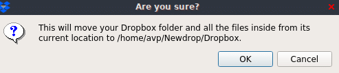 confirm moving of Dropbox folder to a new location in Linux