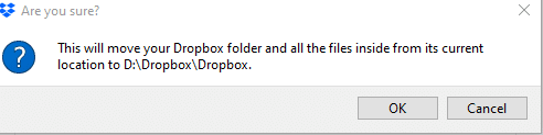 confirm moving Dropbox folder in Windows