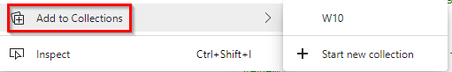 directly adding webpages to collections in the new Microsoft Edge browser