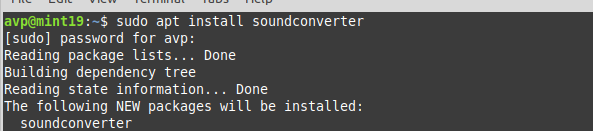 installing Sound Converter in Linux Mint 19