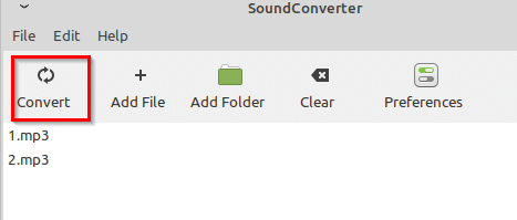 batch conversion of audio files using Sound Converter