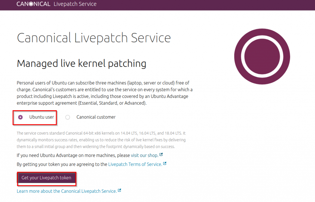 Canonical Livepatch Service portal