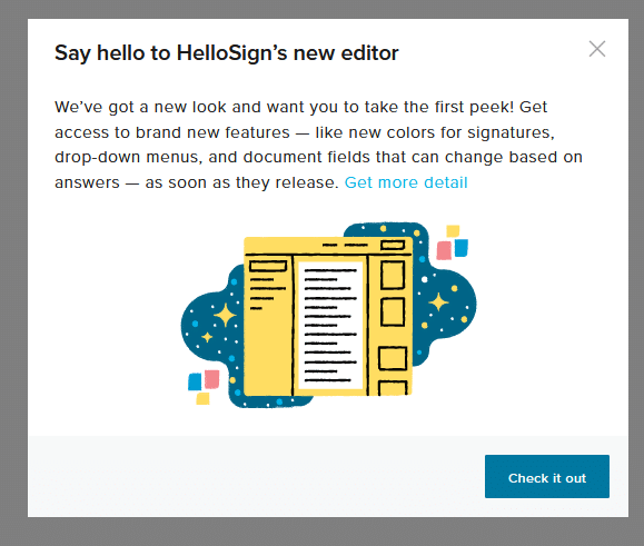 HelloSign editor for adding signatures