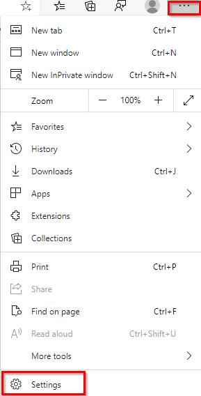 accessing Edge settings