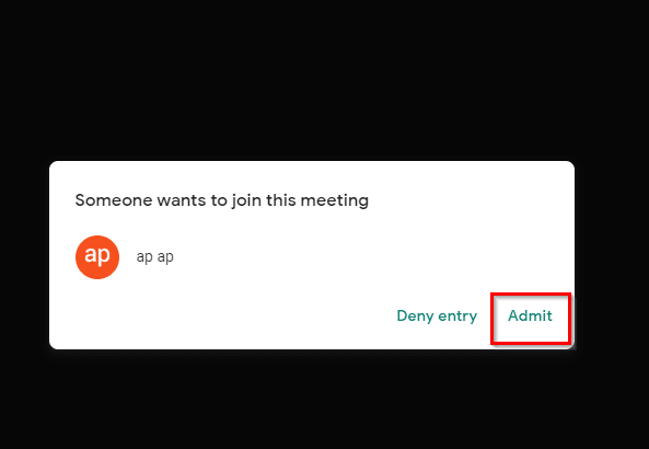 allowing entry to meetings in Google Meet