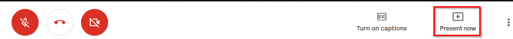presentation options during meeting when using Google Meet