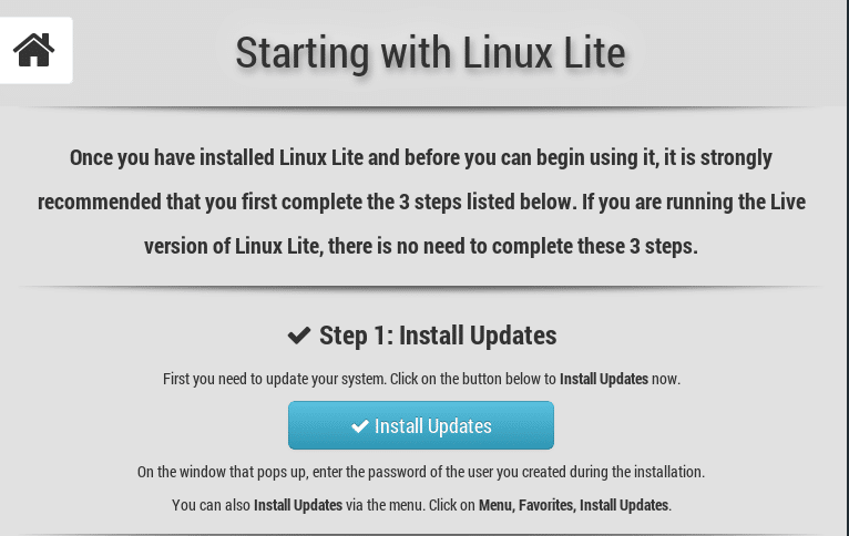 installing updates in Linux Lite