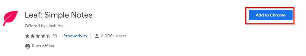 Leaf: Simple Notes Chrome add-on