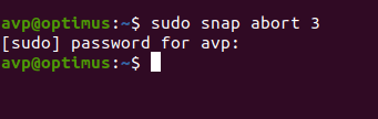 abort snap ID in Ubuntu