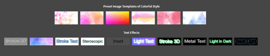 choosing preset image templates and text effects in Background Generator desktop version