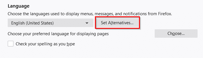 Language settings in Firefox 