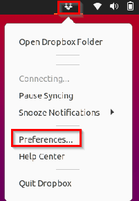 accessing Dropbox preferences from Linux