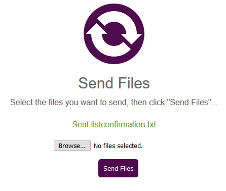 files successfully sent using OnionShare 