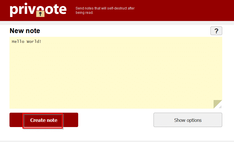 creating self-expiring notes with Privnote