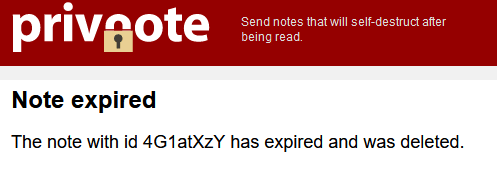 notes created using Privnote once accessed can't be viewed again