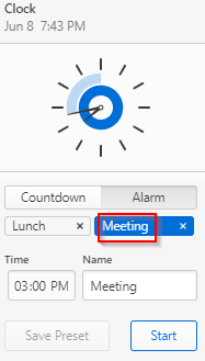 default meeting alarm in Vivaldi