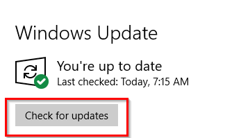 manually checking for Windows 10 updates