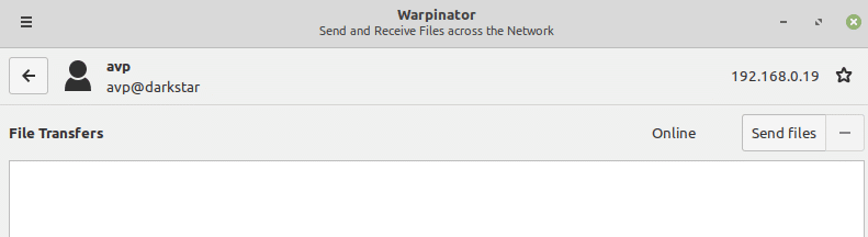 file transfer in Warpinator 