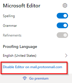 disabling Microsoft Editor on pages