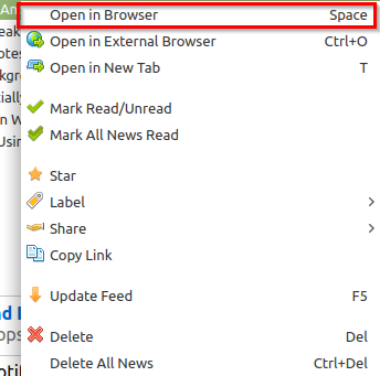 choosing the browser view from within QuiteRSS