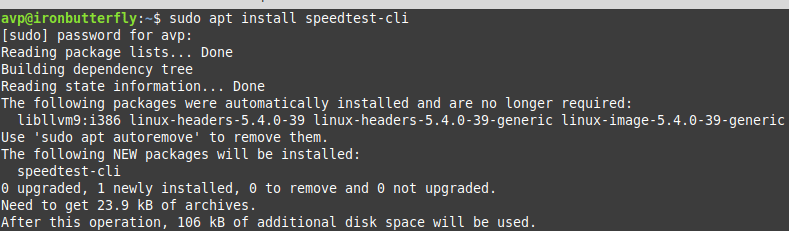 installing speedtest-cli in Linux Mint