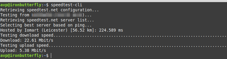 default speedtest-cli run