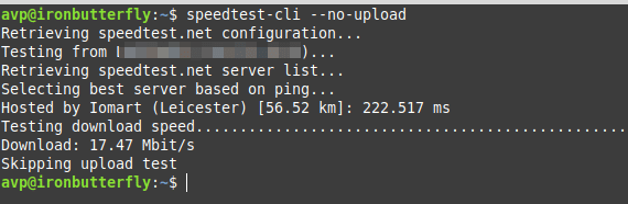 testing only the download speed using speedtest-cli 