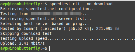 testing only the upload speed using speedtest-cli 