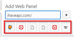 adding a website to web panel in vivaldi 