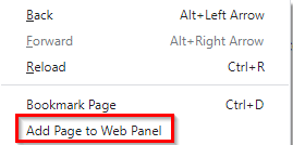 add a page as a web panel in vivaldi 