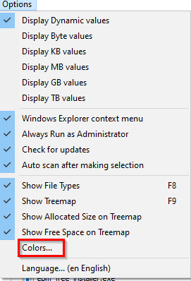 configuring treemap colors in WizTree