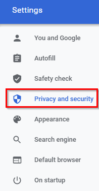 privacy and security options in Google Chrome