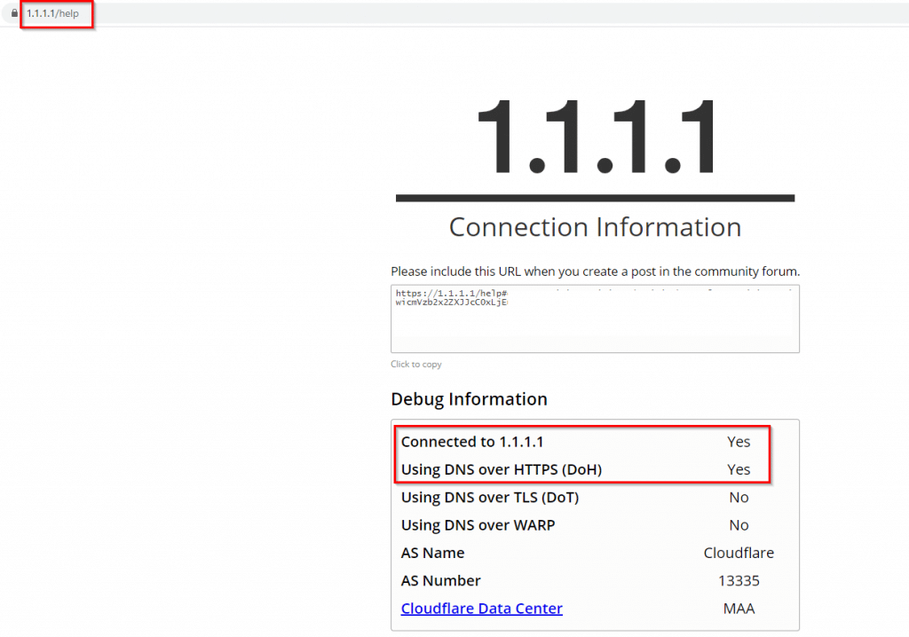 Cloudflare test page to check DNS settings