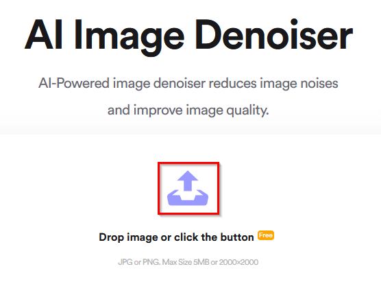 AI Image Denoiser homepage