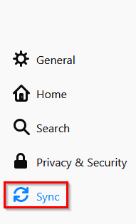 sync options in Firefox