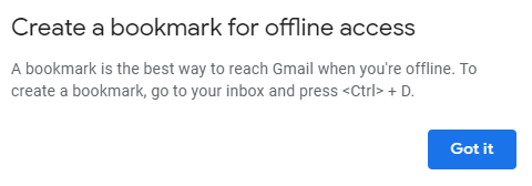 add Gmail bookmark for offline access